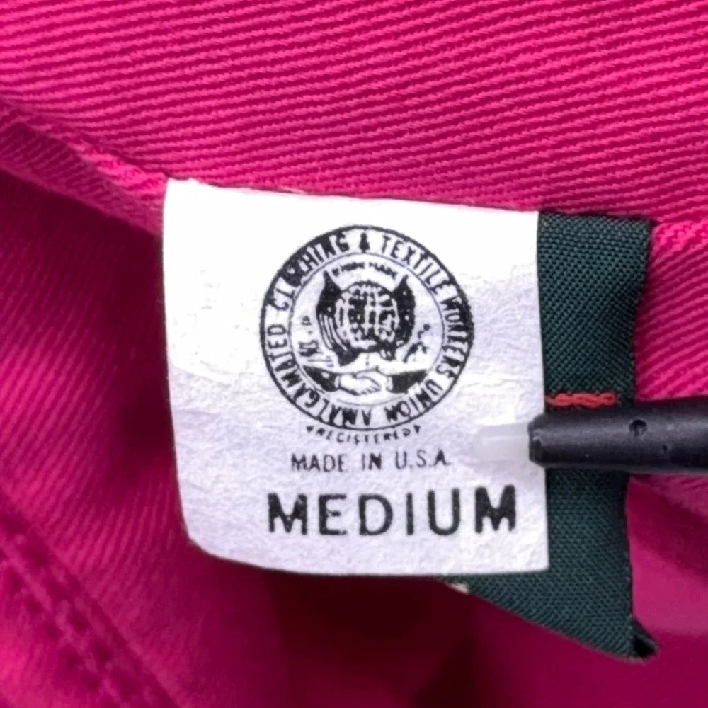 Vintage J Crew Hot Pink Cotton Bucket Hat Made in USA Safari Snap Brim Medium‎